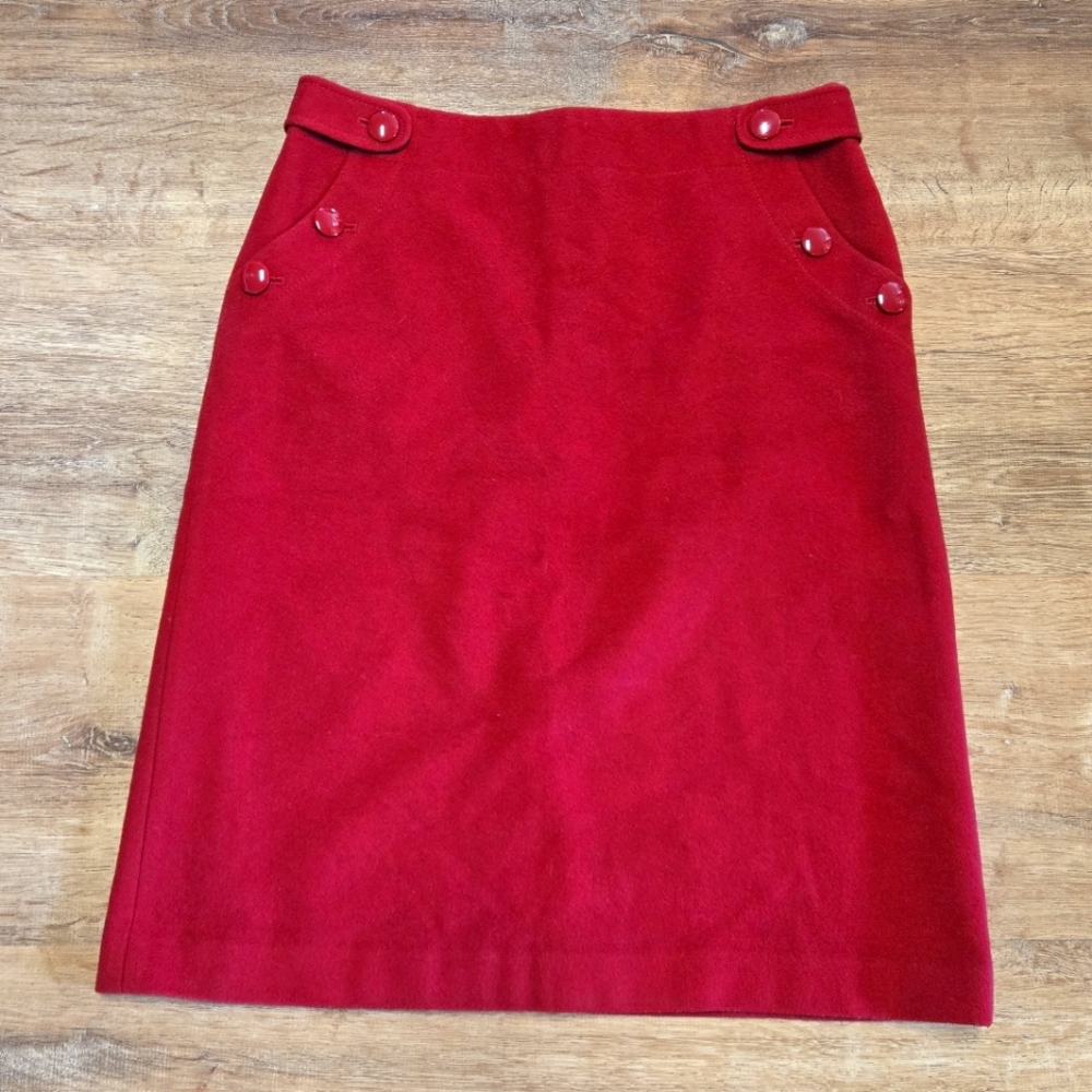 J. Crew Scarlet A-Line Skirt with Button Accents Wool Cashmere Blend Size 2